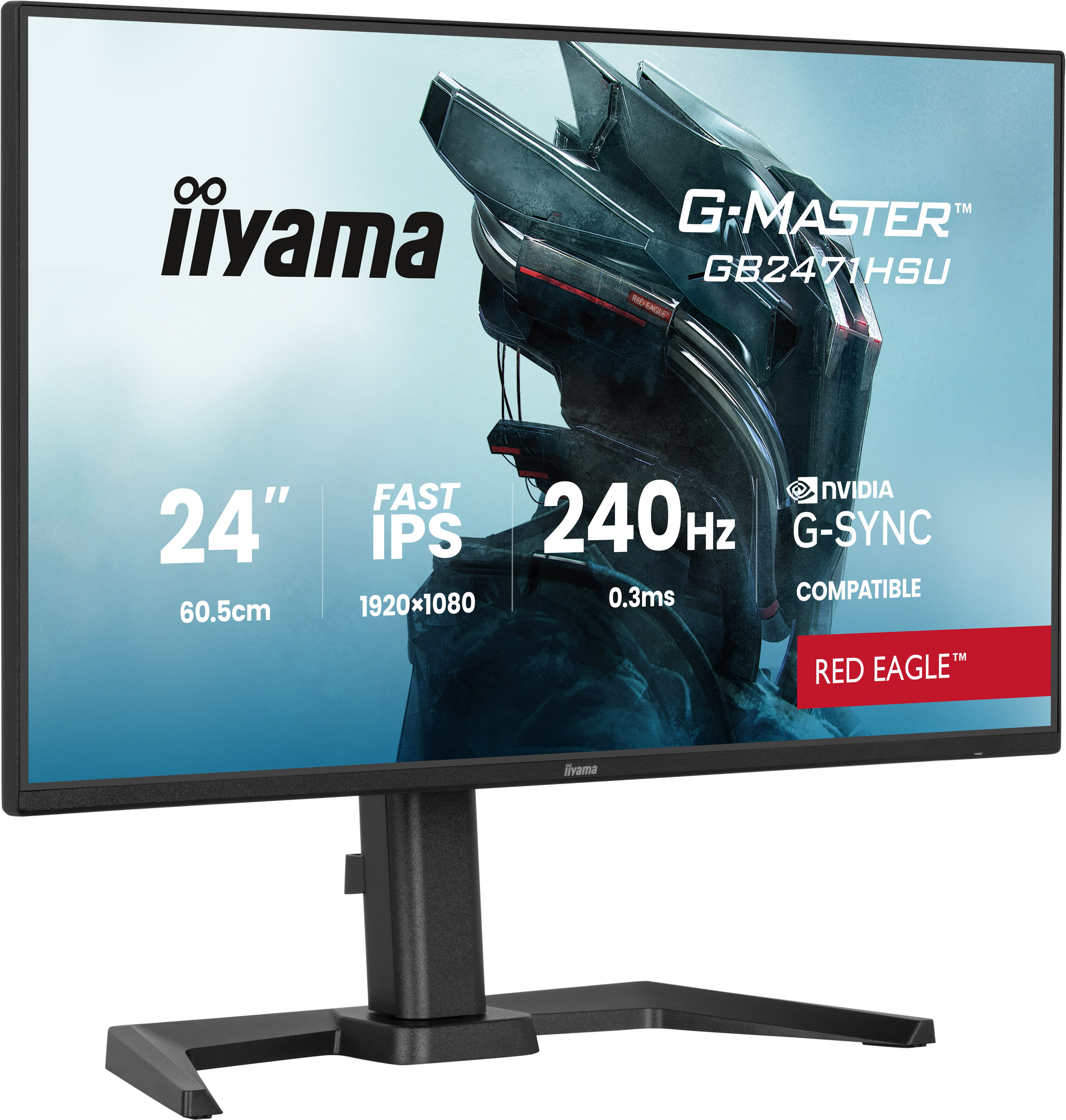Monitor Iiyama G-Master z motywem science-fiction, 24 cale, 240Hz, G-SYNC.