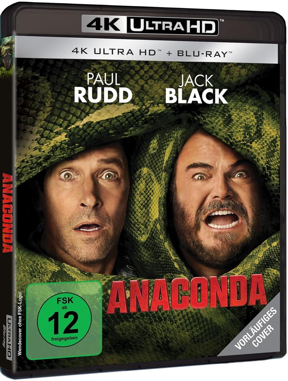 Cover von Anaconda: Paul Rudd und Jack Black mit einer Schlange, 4K UHD + Blu-ray.