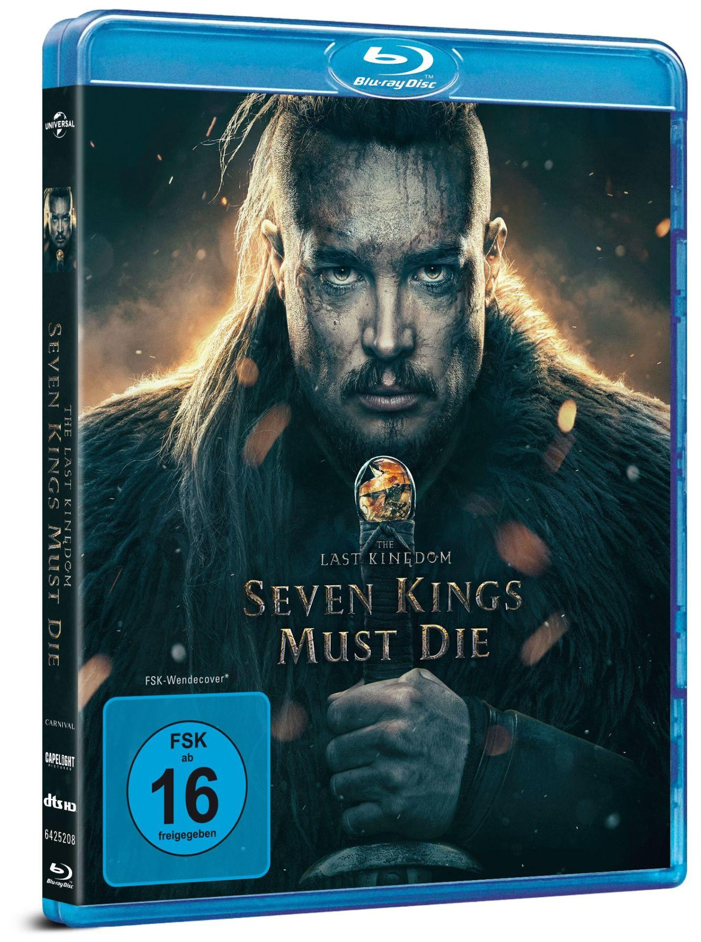 Blu-ray-Hülle mit Kriegerporträt, 'Seven Kings Must Die' Titel, FSK 16.