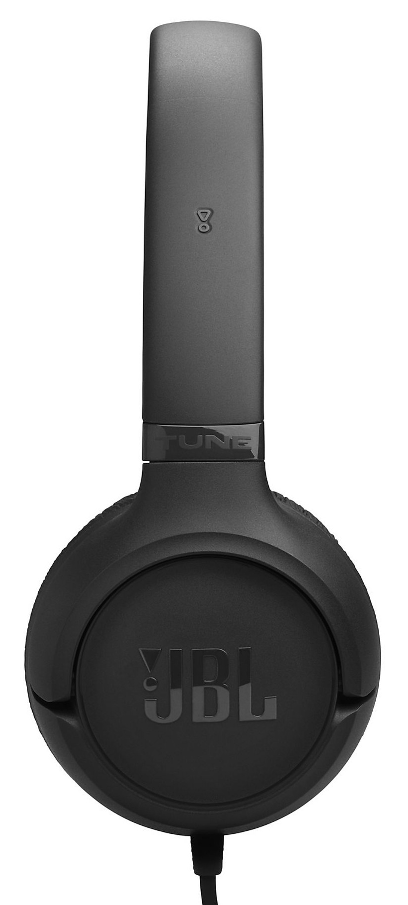 Czarne słuchawki JBL z napisem TUNE i kablem.