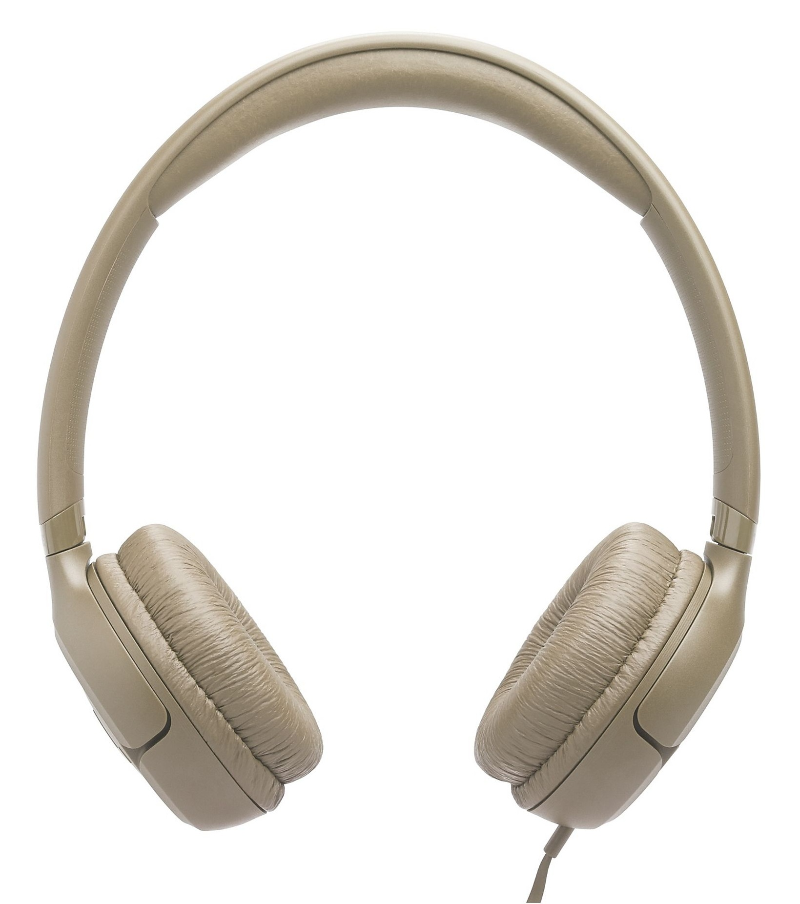 Brązowe słuchawki z wyściełanymi nausznikami i pałąkiem. Na białym tle.