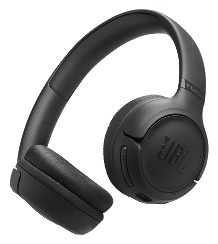 Czarne słuchawki JBL z wyściełanymi nausznikami i regulowanym pałąkiem.