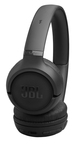 Czarne słuchawki JBL z wyściełanymi nausznikami i regulowanym pałąkiem.