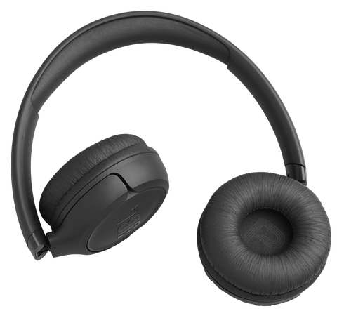 Czarne słuchawki z wyściełanymi nausznikami i regulowanym pałąkiem.