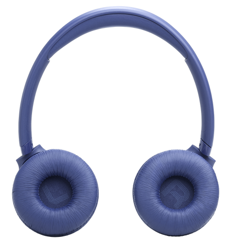 Niebieskie słuchawki bezprzewodowe z wyściełanymi nausznikami i regulowanym pałąkiem.