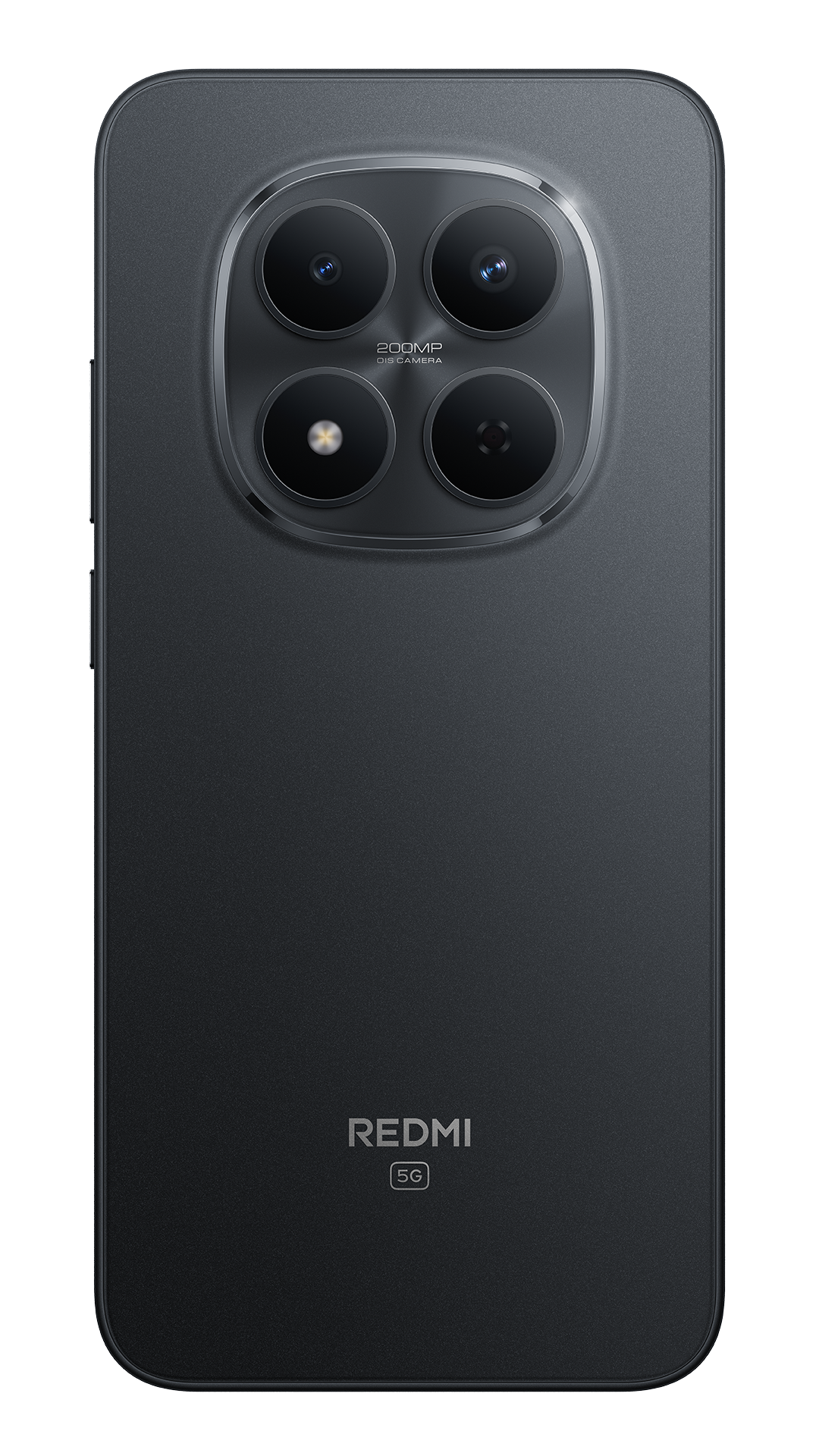 Fekete okostelefon négykamerás kialakítással és Redmi 5G logóval.