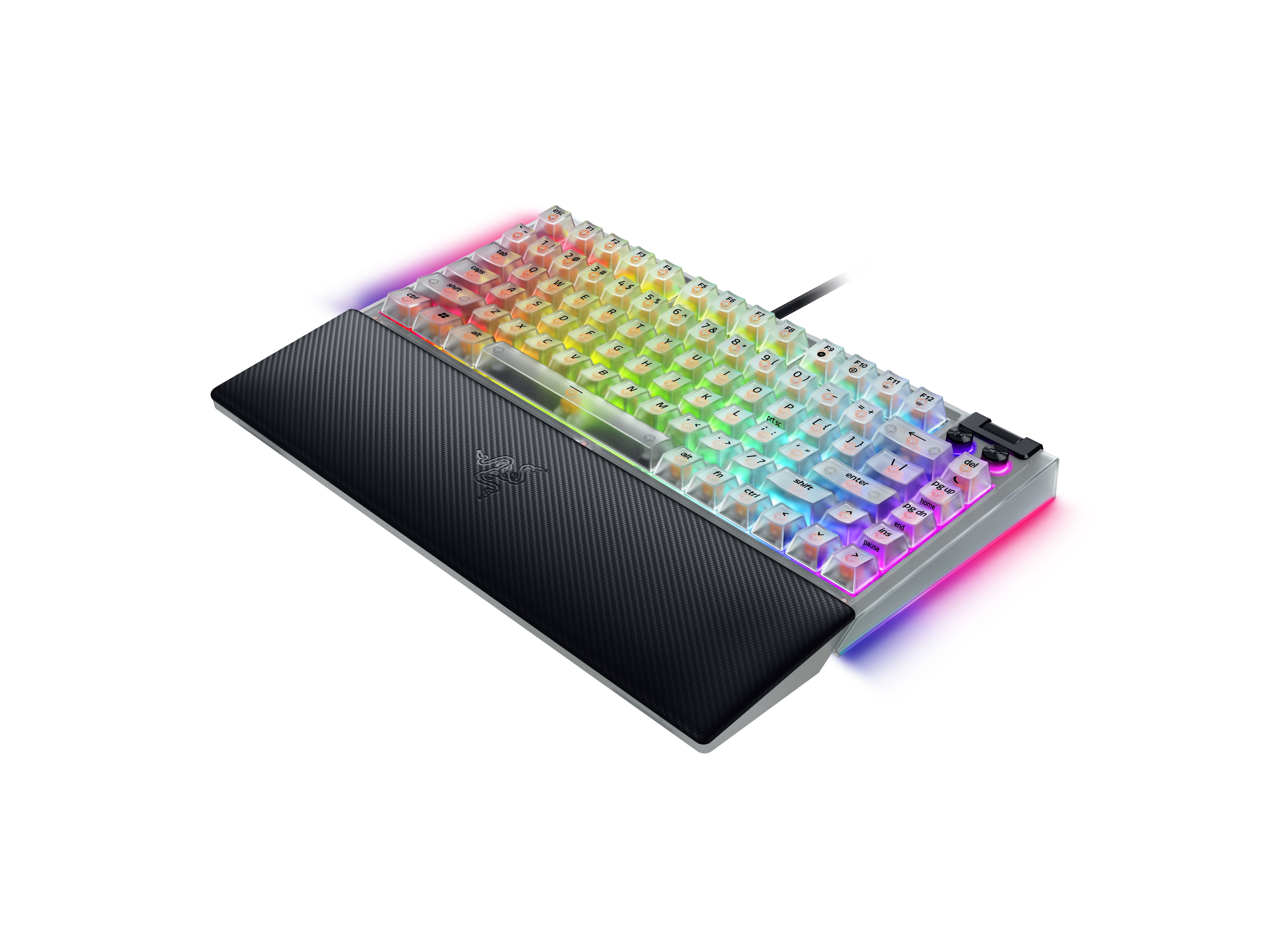 RGB aydınlatmalı ve bilek destekli mekanik klavye.