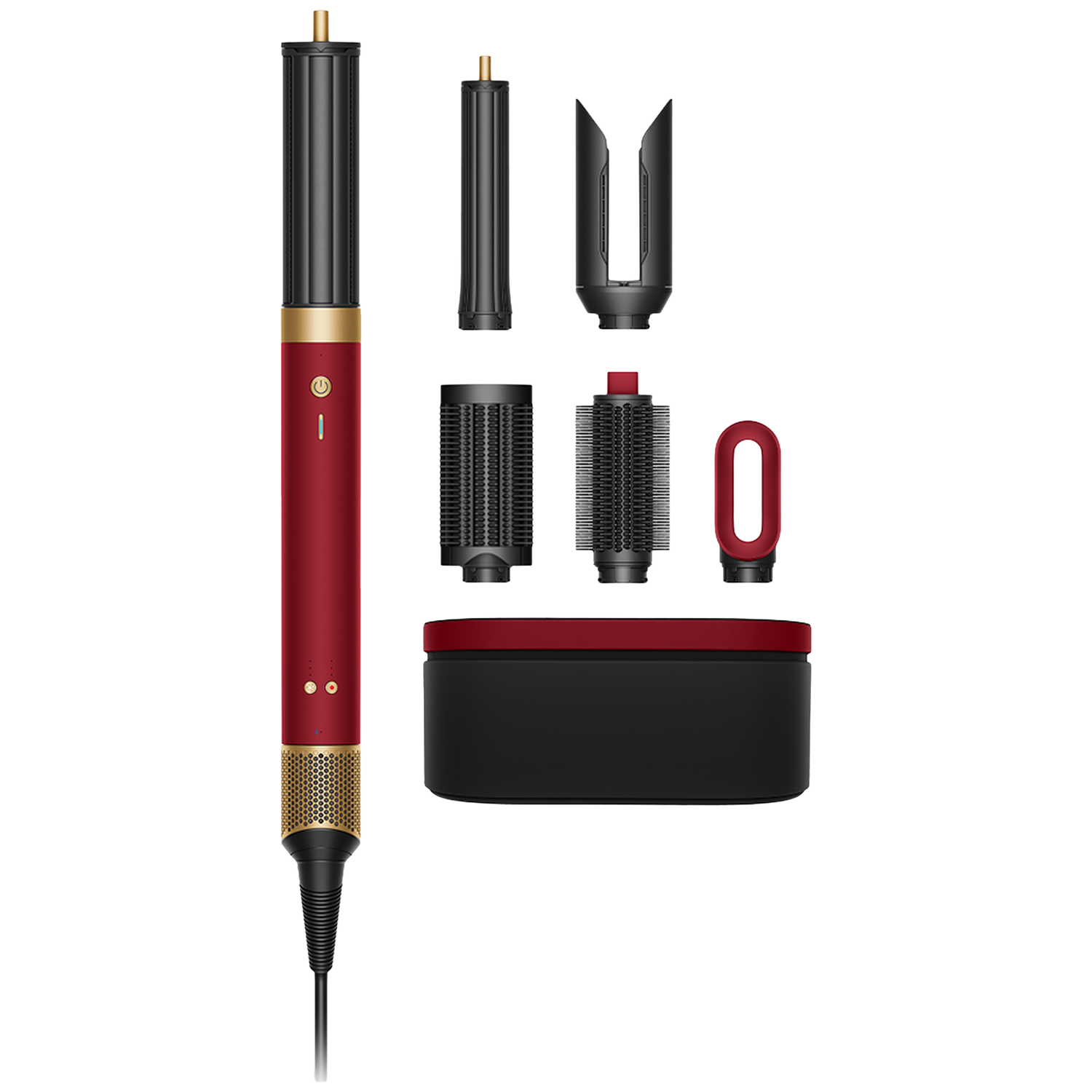 Dyson Airwrap Co-anda 2x Straight + Wavy Red Velvet / Gold Multistyler Rood
