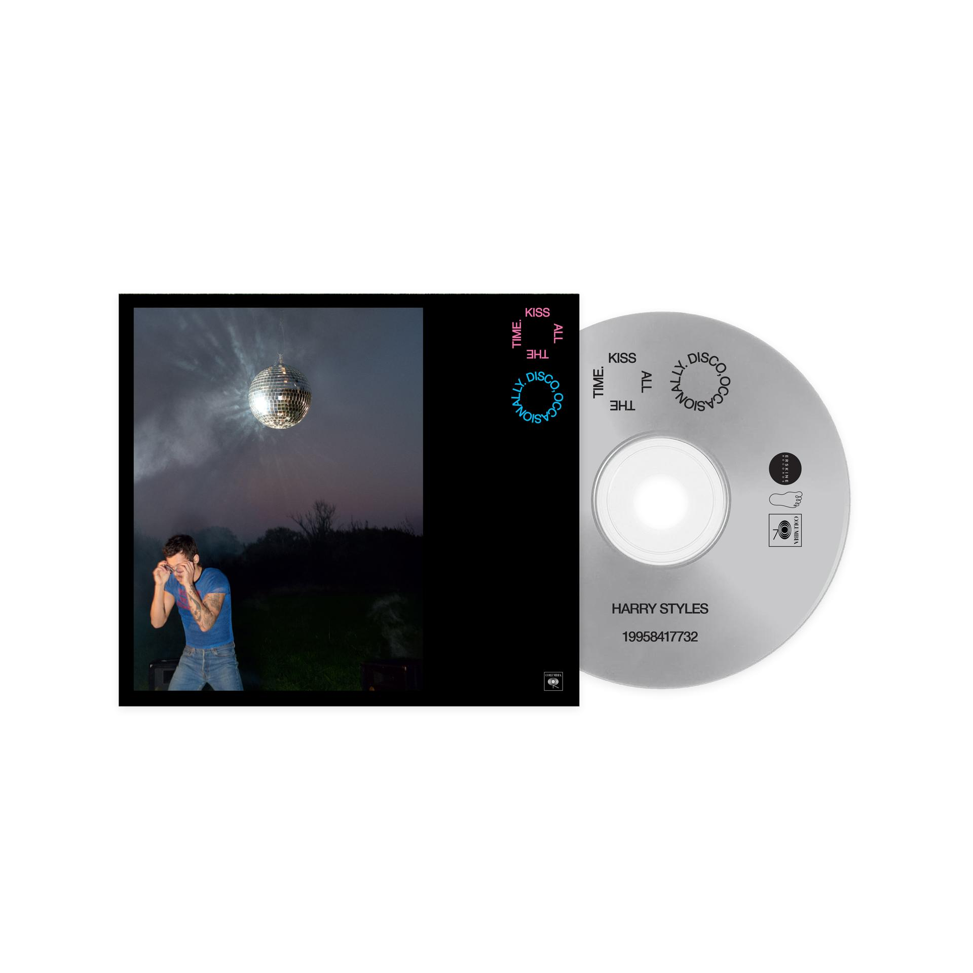 Harry Styles mit Discokugel und CD. "Kiss All The Time".
