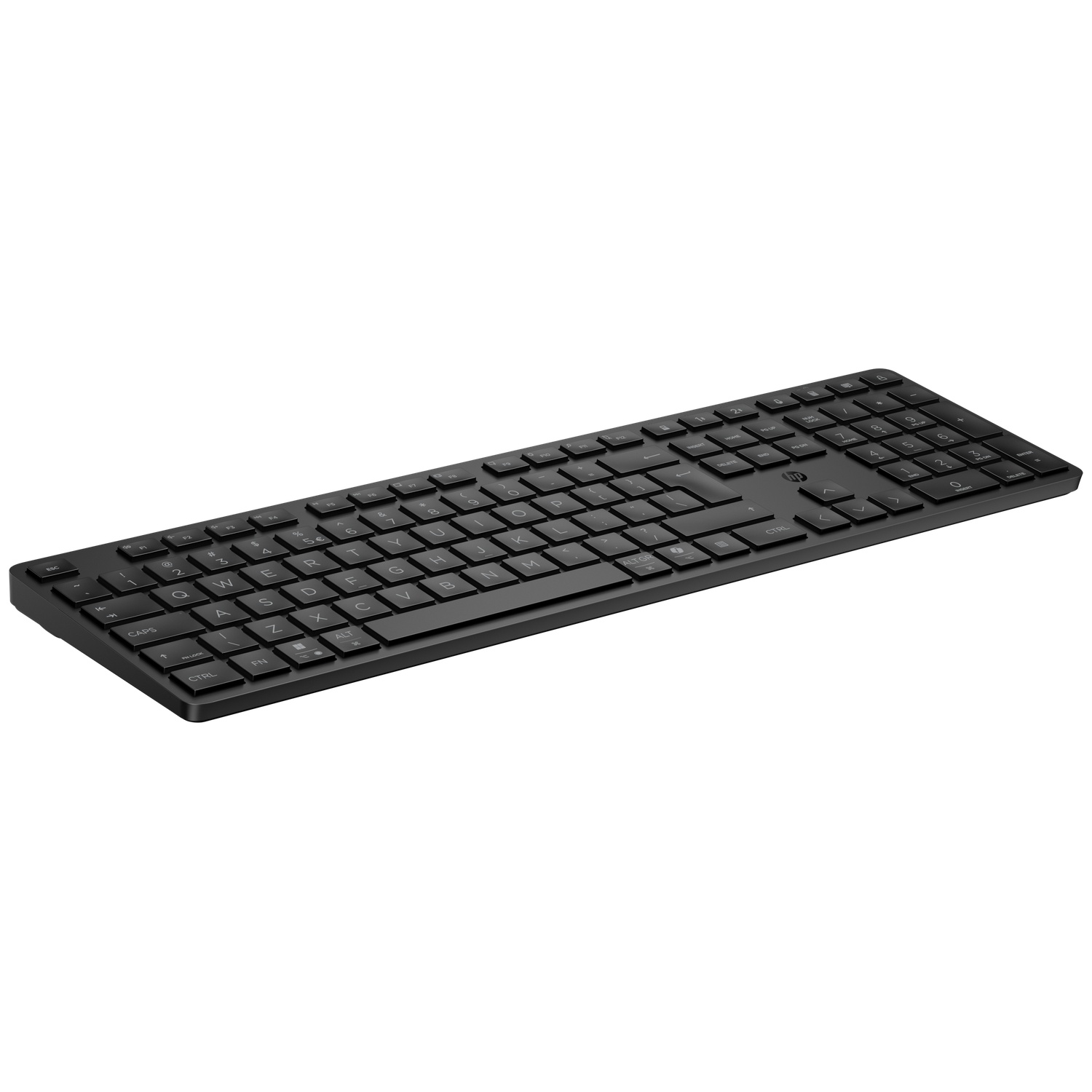 Black keyboard with numeric keypad and HP logo.