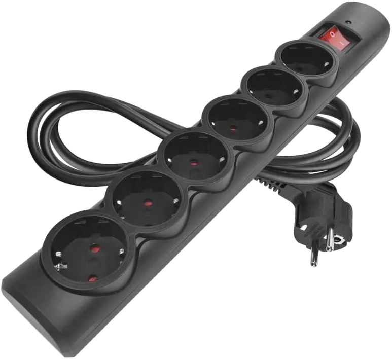 EMOS Túlfeszültségvédő hosszabbító, 6 aljzat, 1,5m, fekete (P54218)