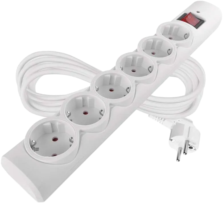EMOS Túlfeszültségvédő hosszabbító, 6 aljzat, 5m, fehér (P54217)