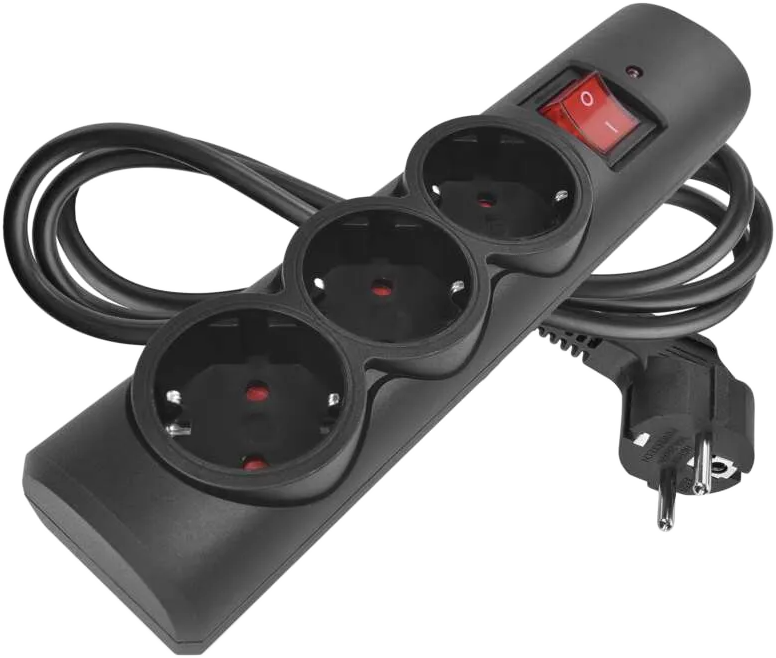 EMOS Túlfeszültségvédő hosszabbító, 3 aljzat, 1,5m, fekete (P54214)