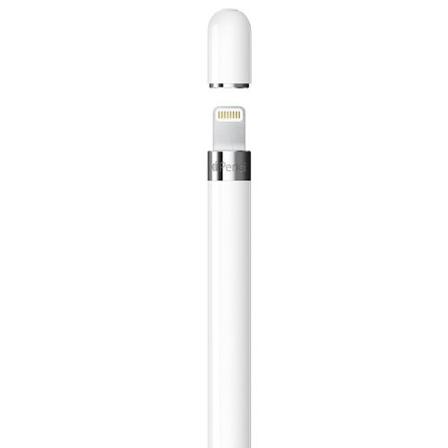 Un lápiz óptico blanco con la tapa quitada, revelando el conector Lightning.