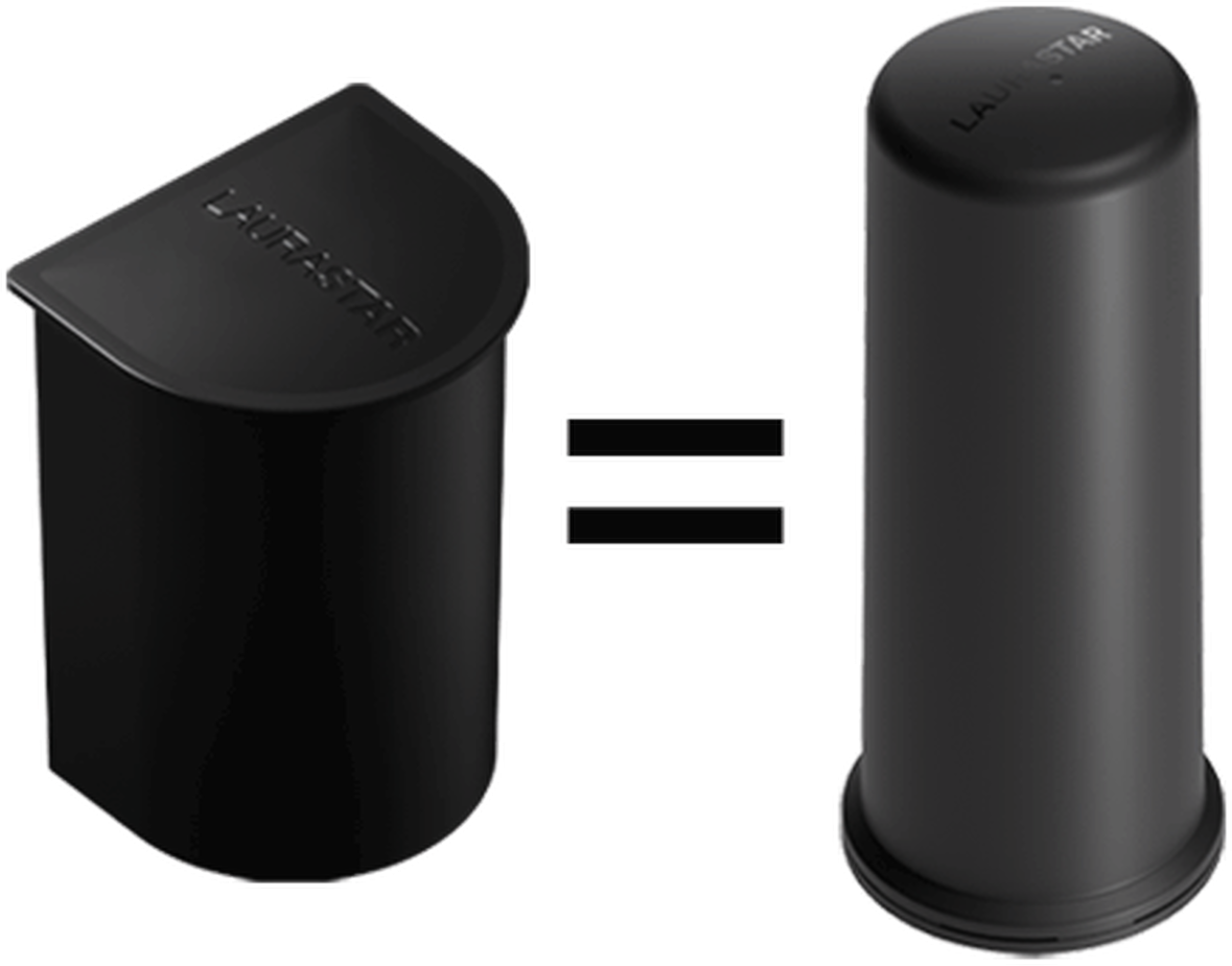 Deux objets cylindriques noirs avec le logo 'LAURASTAR'.