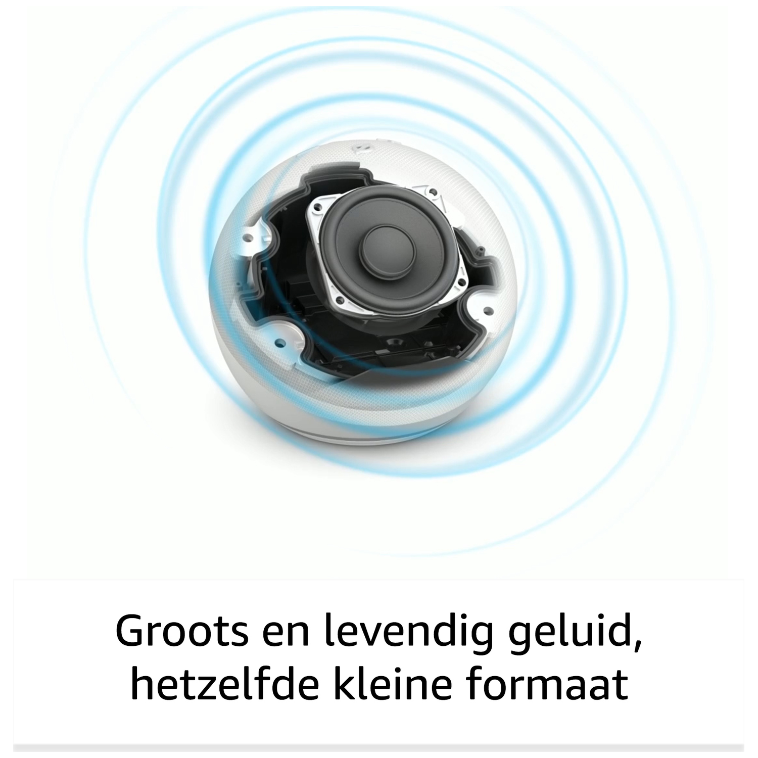 Speaker component with sound waves, white background.