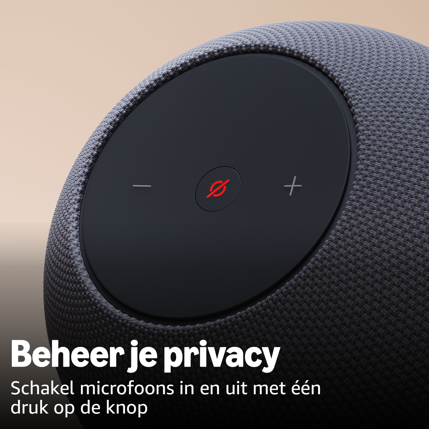 Gray speaker with controls and a red microphone icon.