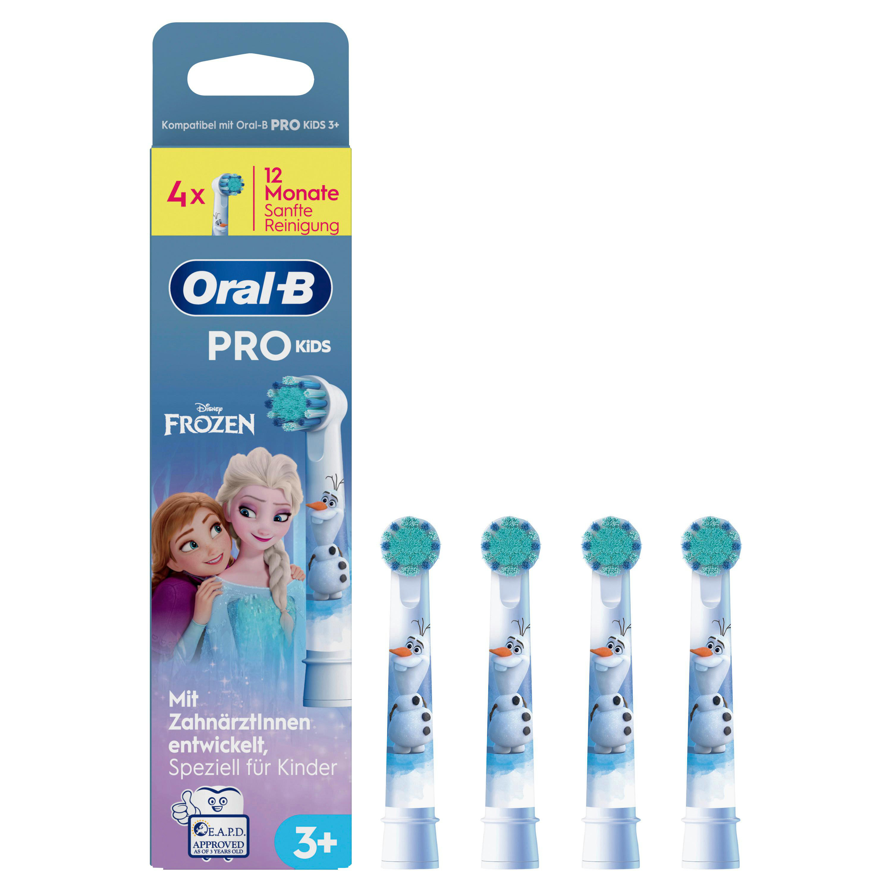 Oral-B Pro Kids Zahnbürstenköpfe mit Frozen-Motiv, 4er-Pack.