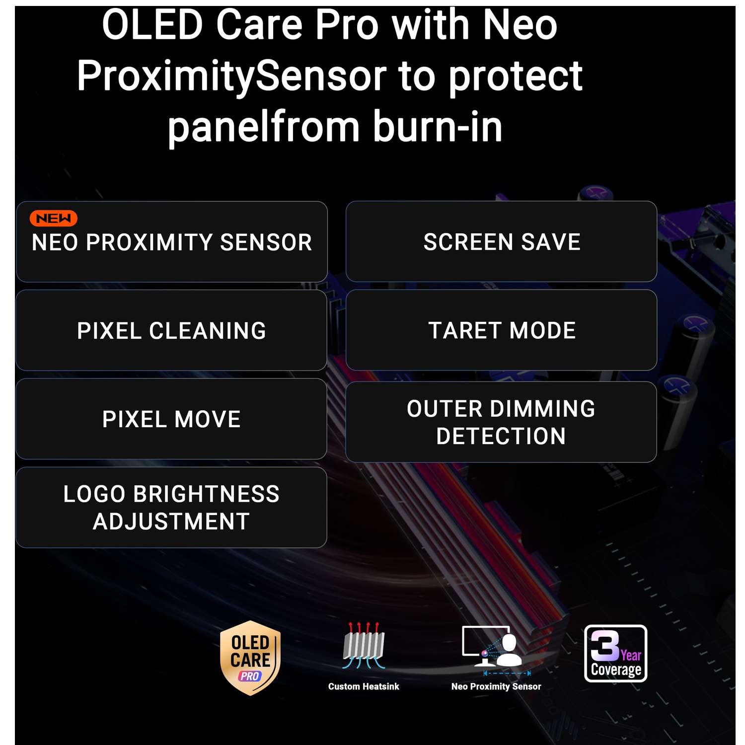 OLED Care Pro with Neo Proximity Sensor to protect panel from burn-in.