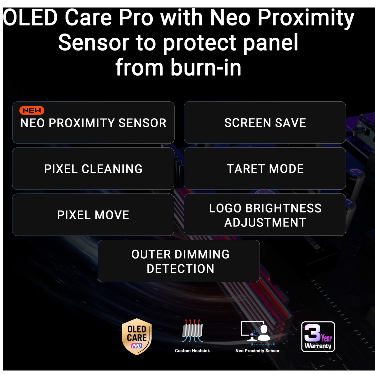 OLED Care Pro with Neo Proximity Sensor to protect panel from burn-in.