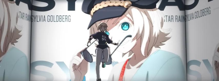 Anime-Stil: Ein Mädchen mit blauen Augen und weißem Haar trägt eine Mütze.