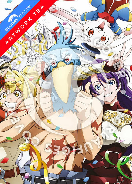 Anime-Charaktere mit einem Vogel, einem weißen Hasen und einem weißen Ritter.