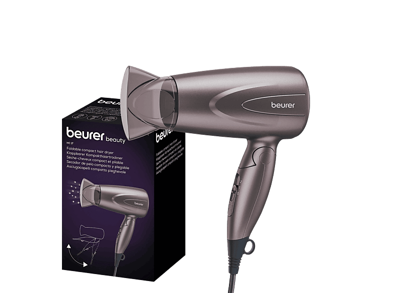 Beurer 100.72 HC17 Klappbarer Kompakthaartrockner Lilagrau (1300 Watt)