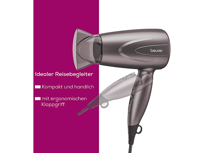 Beurer 100.72 HC17 Klappbarer Kompakthaartrockner Lilagrau (1300 Watt) — Foto 2 von 5