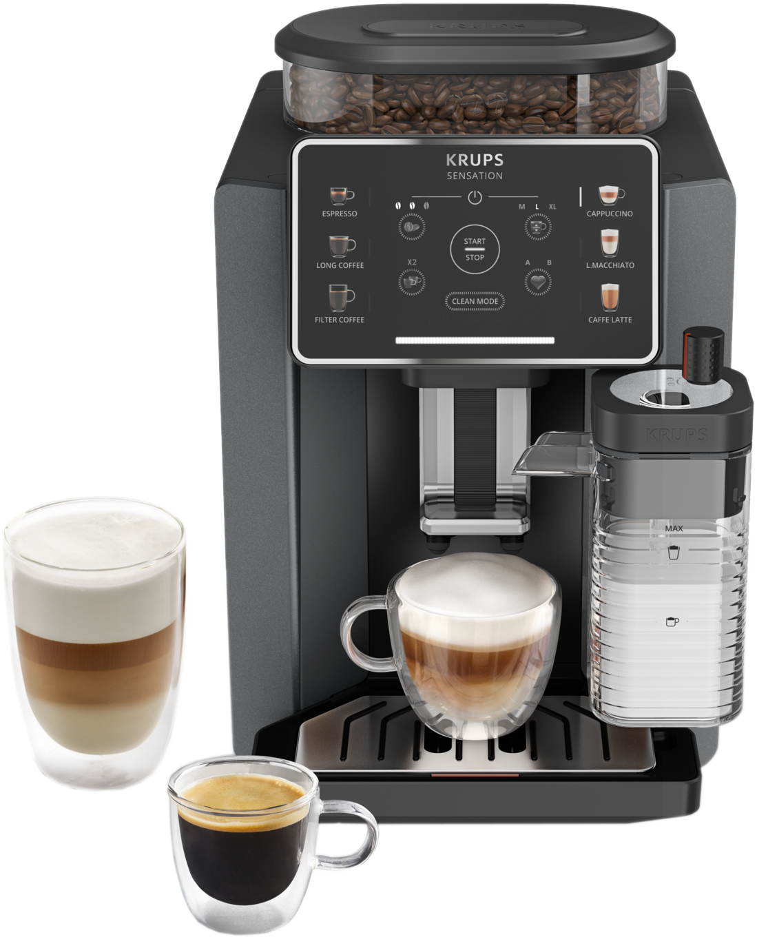 Krups Ea912b Sensation Milk M90 - Volautomatische Espressomachine Maximaal Aantal Kopjes 2 Zwart