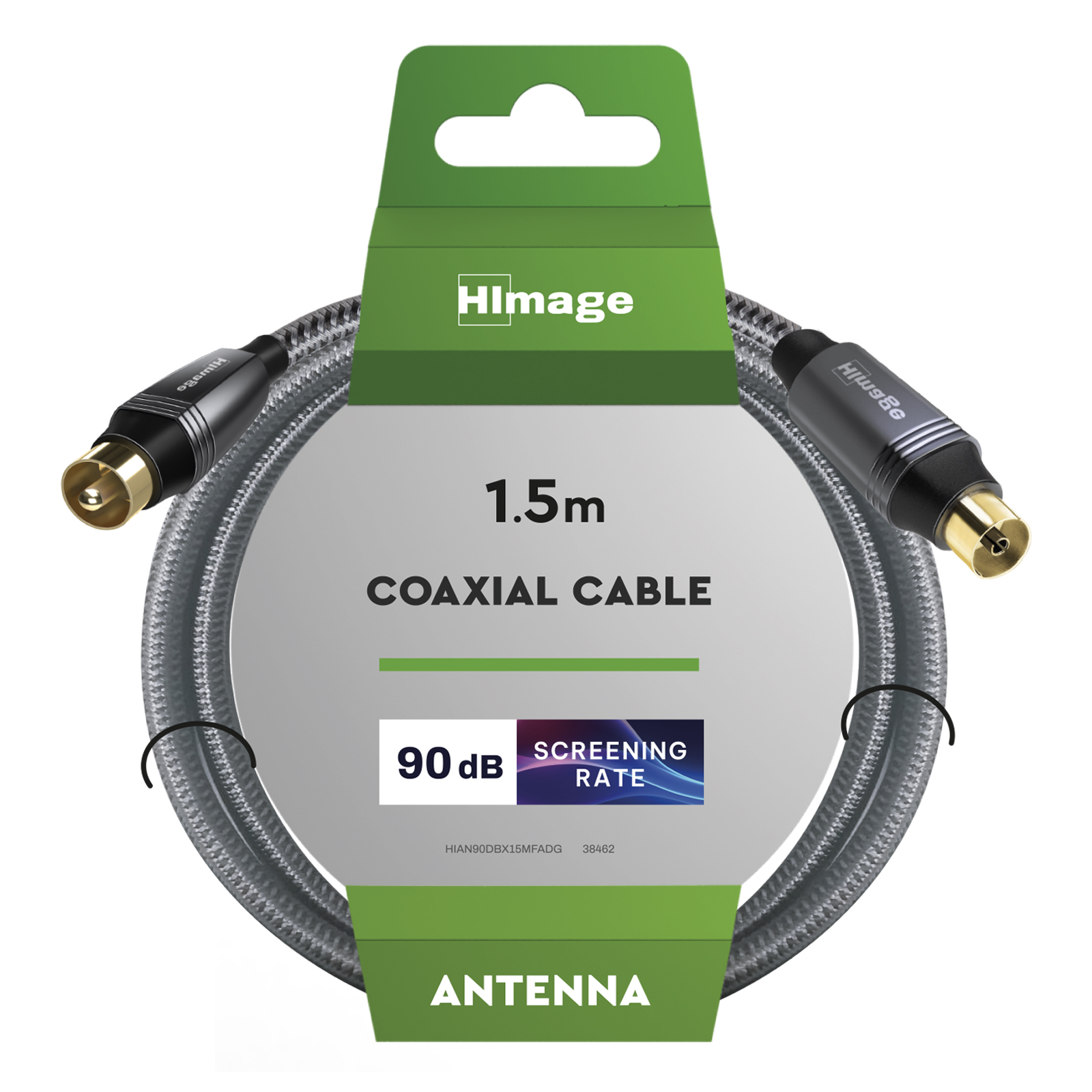 1,5m Koaxialkabel mit Anschlüssen, 90 dB
Schirmungsrate, für Antenne.