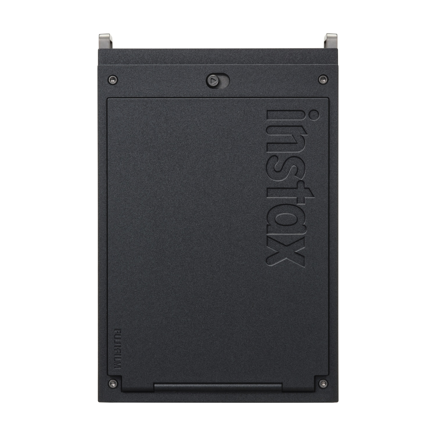 Pacco batteria nero con logo "Instax" e scritta "Fujifilm".