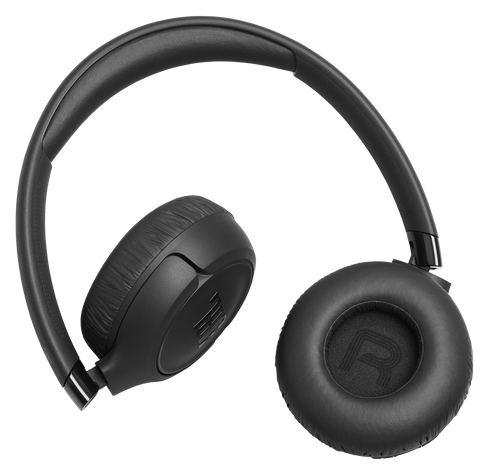 Czarne słuchawki z wyściełanymi nausznikami i regulowanym pałąkiem.