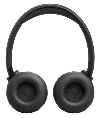 Czarne słuchawki z wyściełanymi nausznikami i regulowanym pałąkiem.