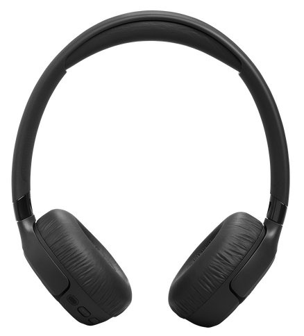 Czarne słuchawki nauszne z wyściełanymi nausznikami i regulowanym pałąkiem.