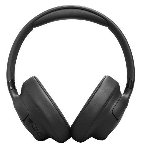 Czarne słuchawki nauszne z wyściełanym pałąkiem i nausznikami.