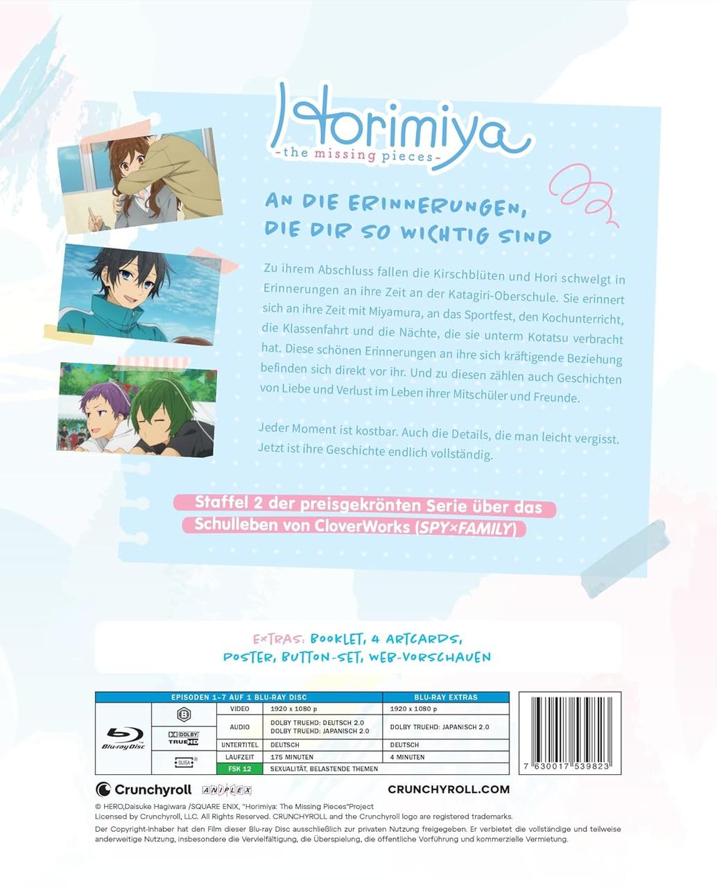 Anime-Blu-ray-Cover mit Charakterabbildungen, Titel und Details.
