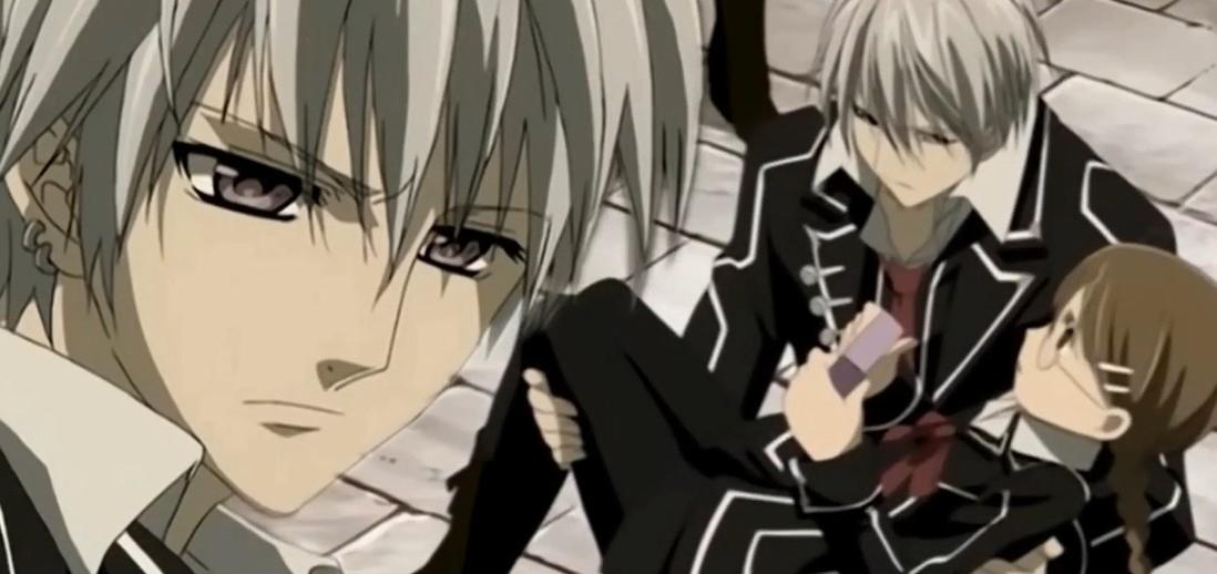 Zwei Anime-Charaktere, einer trägt einen Jungen.