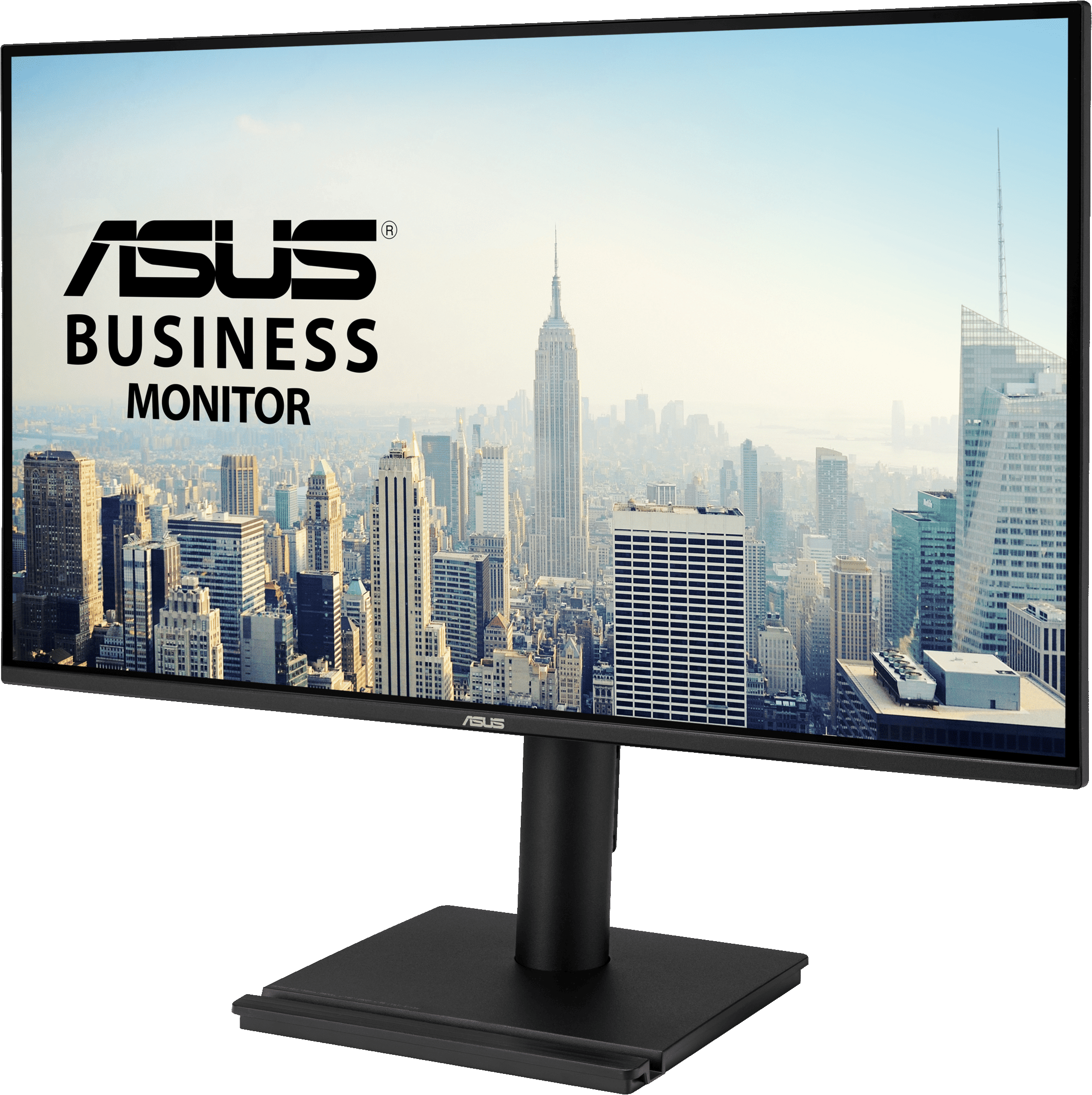 Un monitor ASUS Business mostra lo skyline di New York con l'Empire State Building.