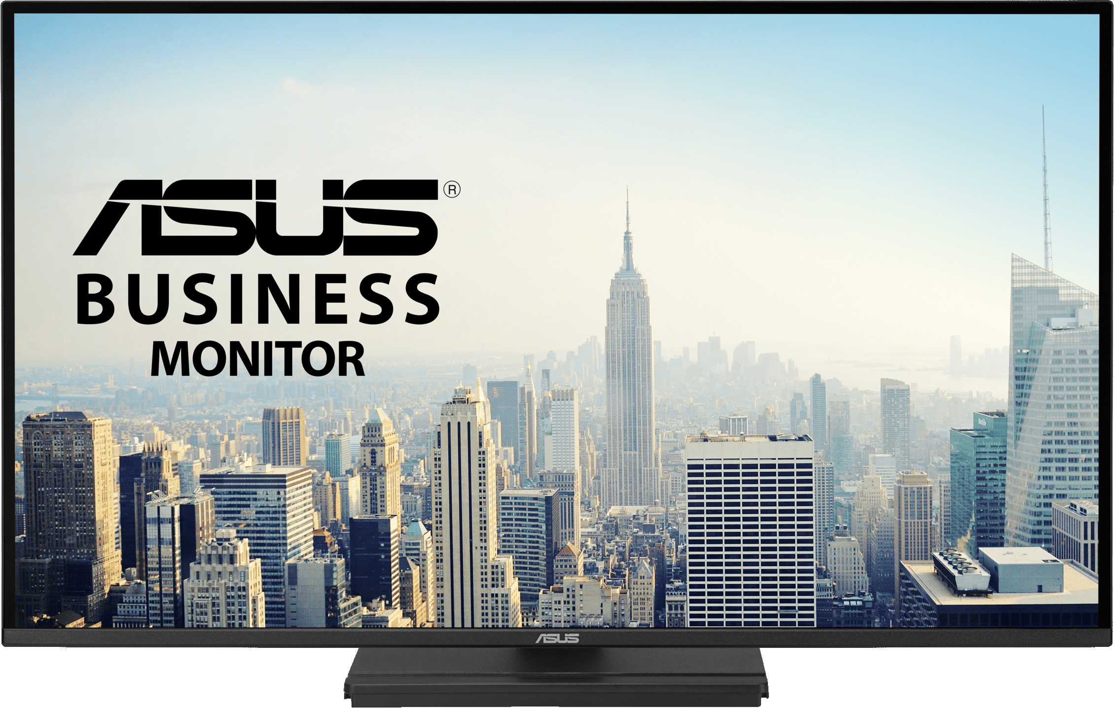 Logo ASUS Business Monitor sullo skyline di New York.