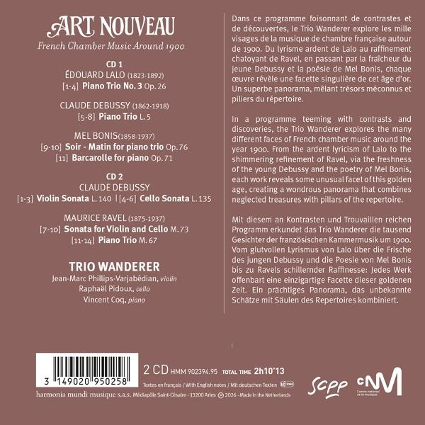 CD-Cover mit ART NOUVEAU Schriftzug, Komponisten und Werken.