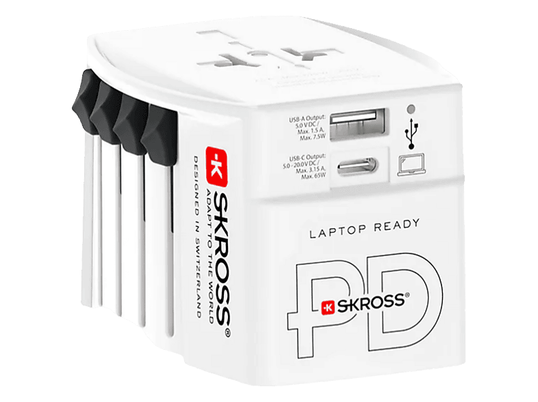 Skross MUV USB AC 65W PD Reisadapter met USB-C Kabel