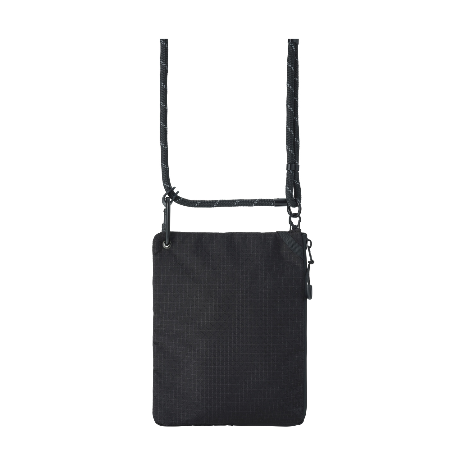 Borsa a tracolla nera con cinghia e scomparto con cerniera.