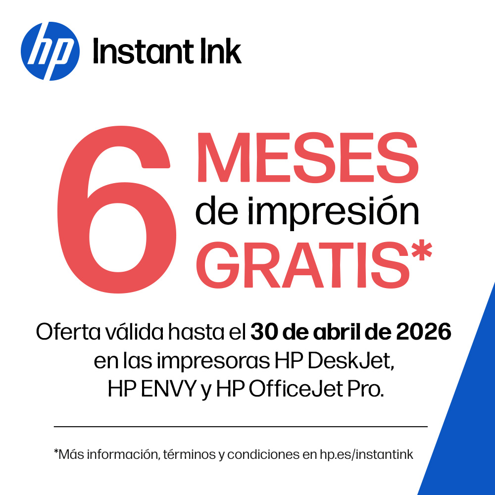 HP Instant Ink: 6 meses de impresión gratis hasta 30/04/2026.
