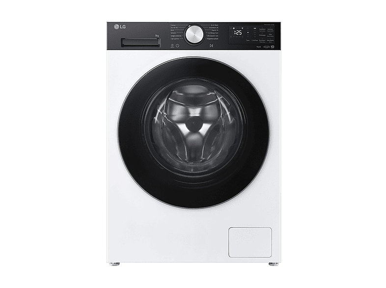 LG F2Nx50S9Tkc Lavatrice, Caricamento frontale, 9 kg, 12 programmi, Profondità 47,5 cm, Bianco + pannello nero, livello rumorosità centrifuga 71