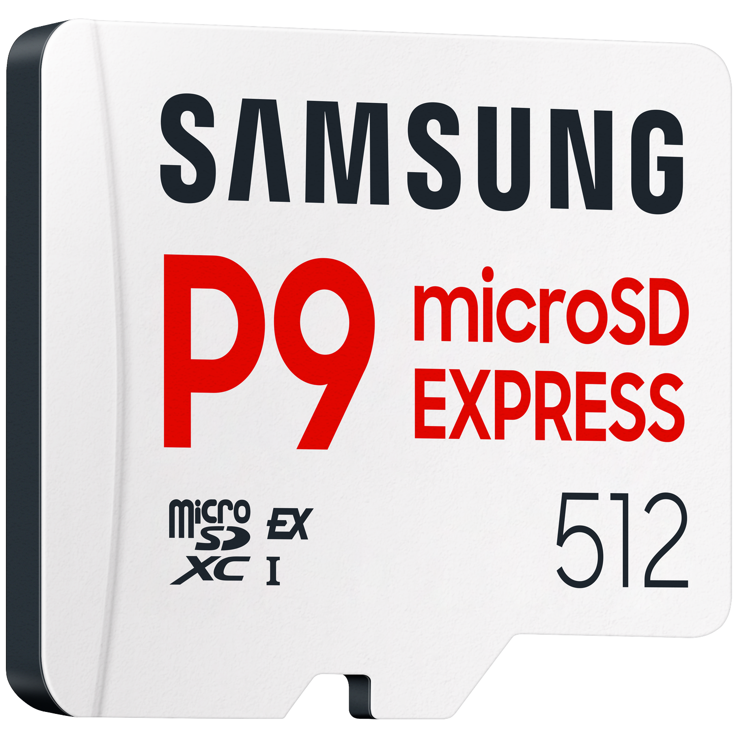 Samsung microSD Express P9 512GB memory card with XC I logo.