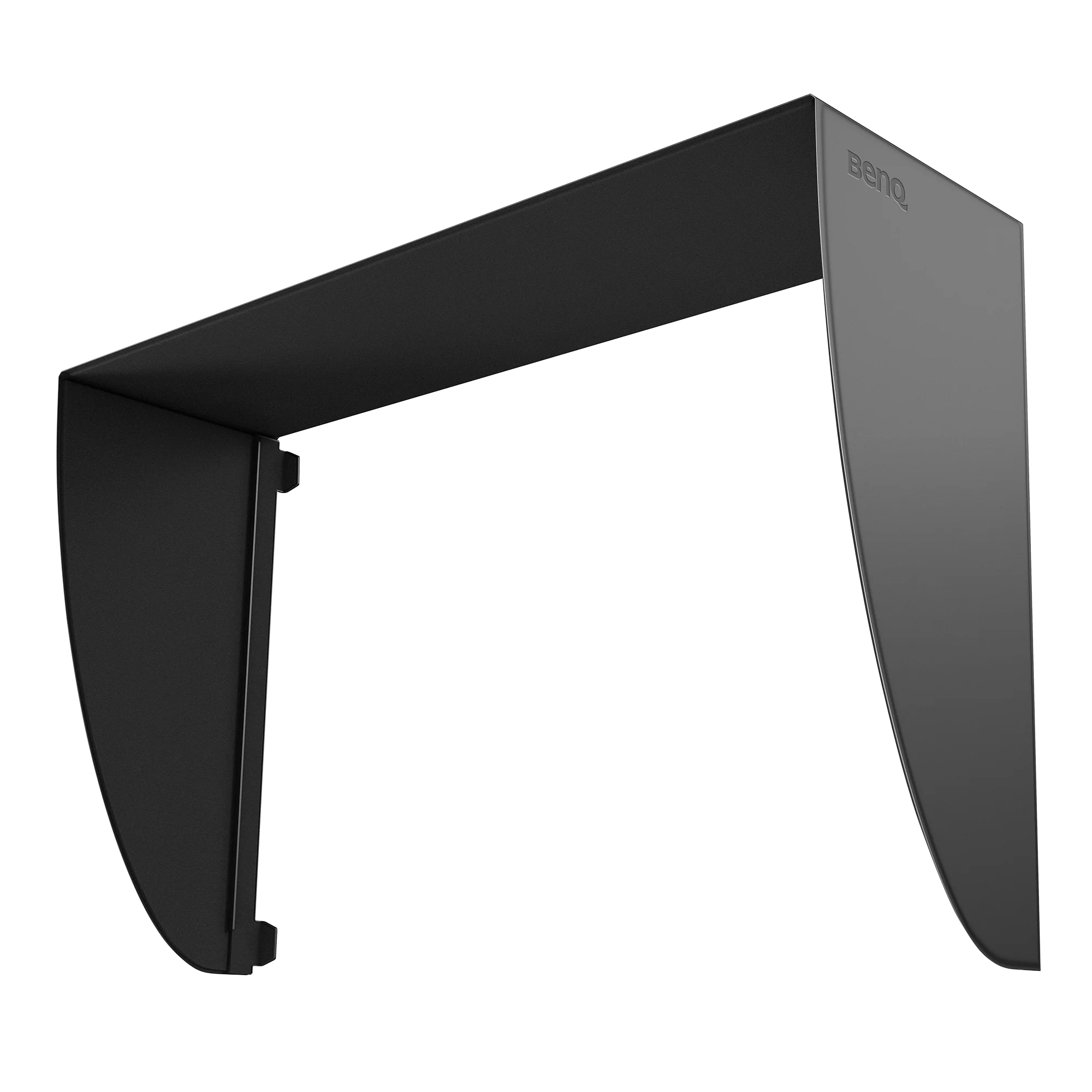 Schwarzer Monitor-Blendschutz mit BenQ-Logo, auf weißem Hintergrund.