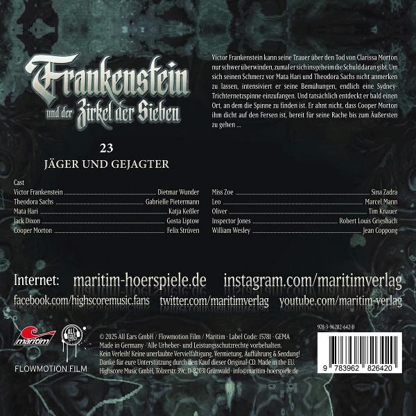 Cover von Frankenstein mit Titel, Episodennummer, Sprecherliste und Links.