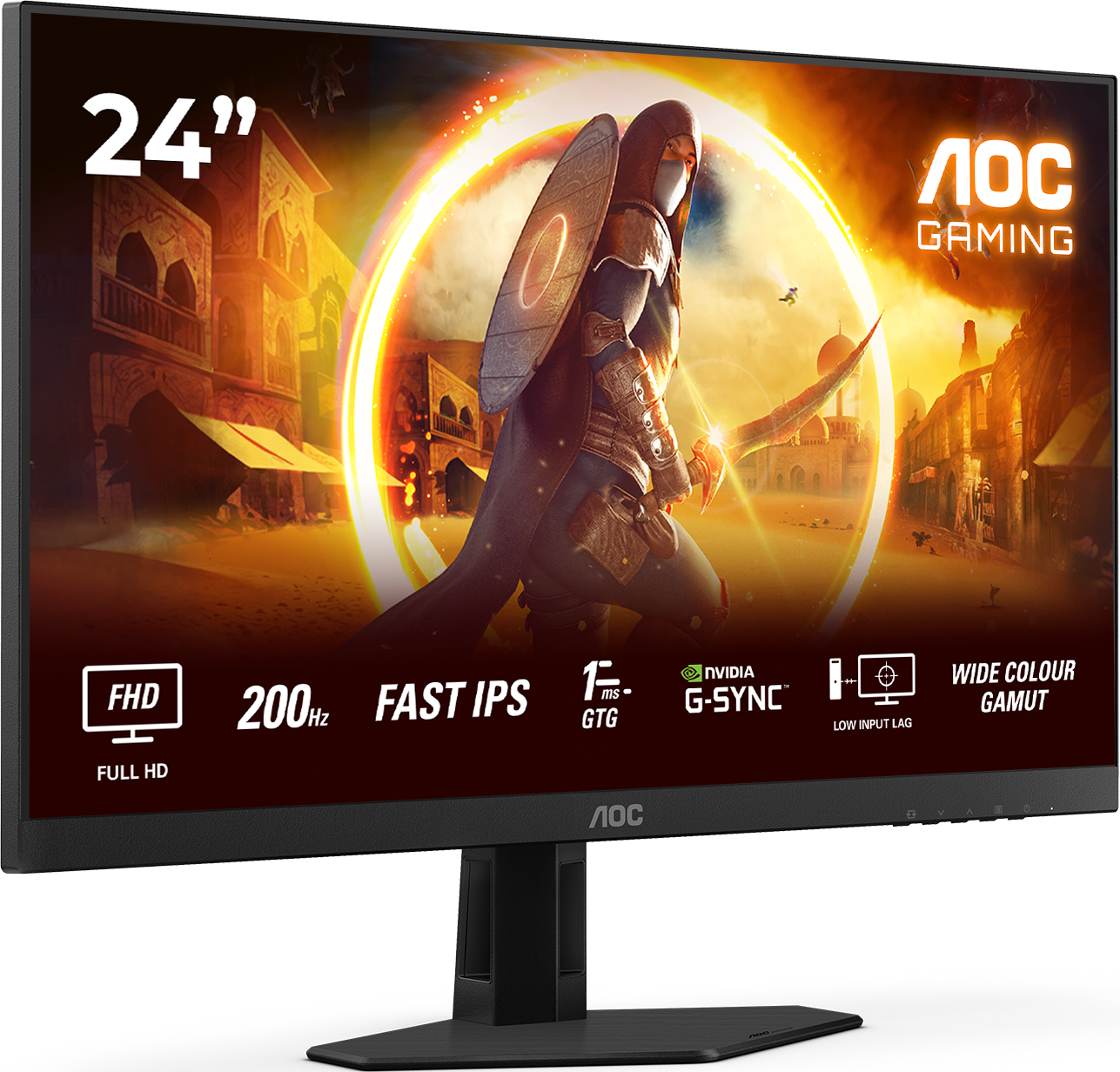 Un monitor gaming da 24" con FHD, 200Hz, IPS rapido e G-SYNC.