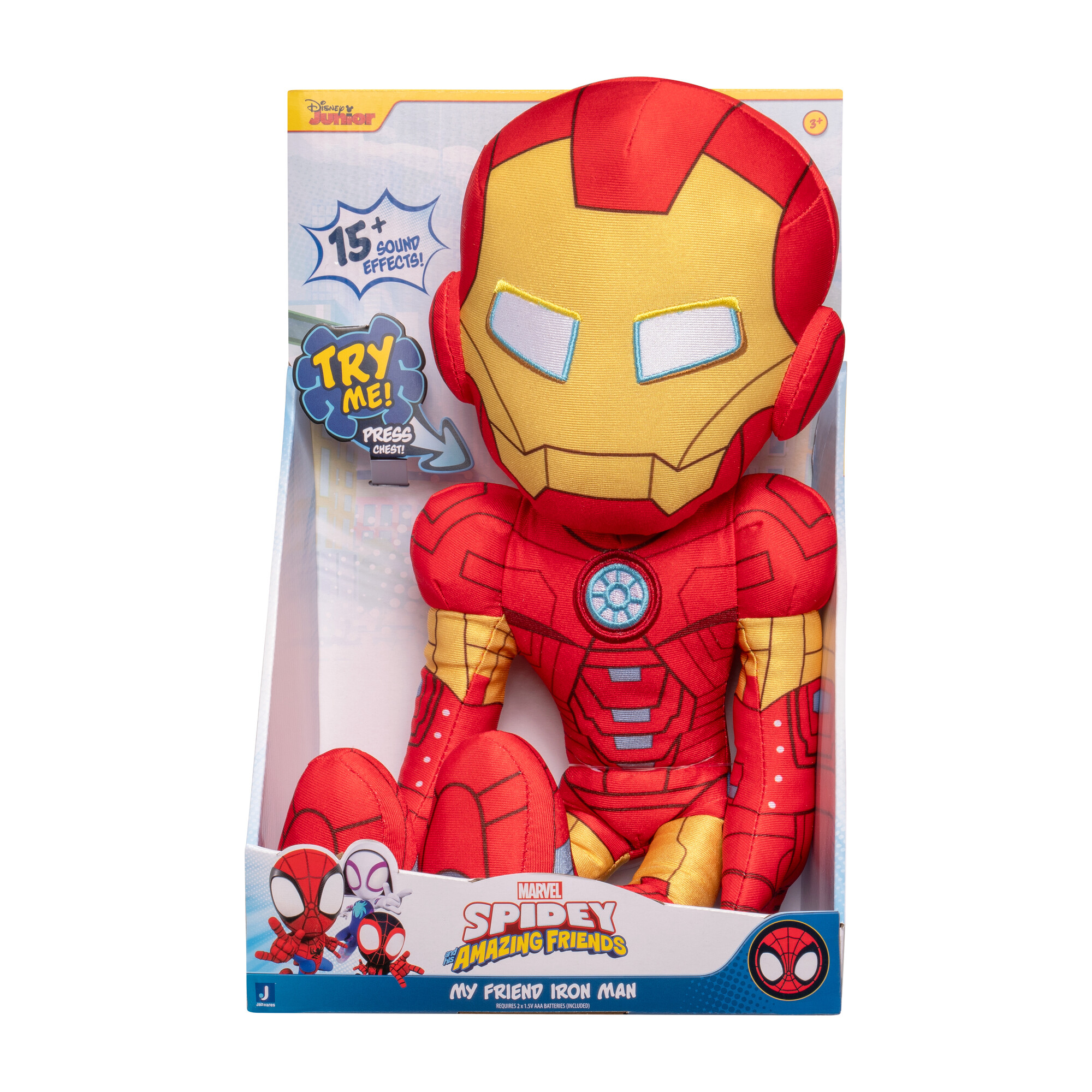 Plüss Iron Man hangokkal, Spidey és barátai dobozában.