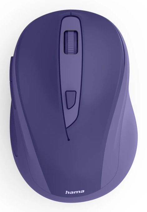 Lila Computermaus mit Scrollrad und zwei Tasten.